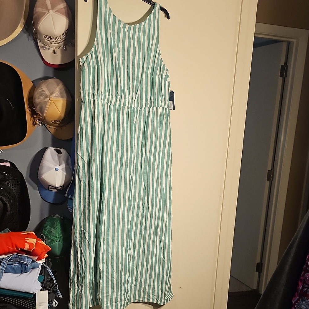 Universal Thread Green and White Striped Dress